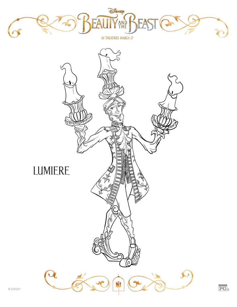Disney Beauty And The Beast Lumiere Coloring Page