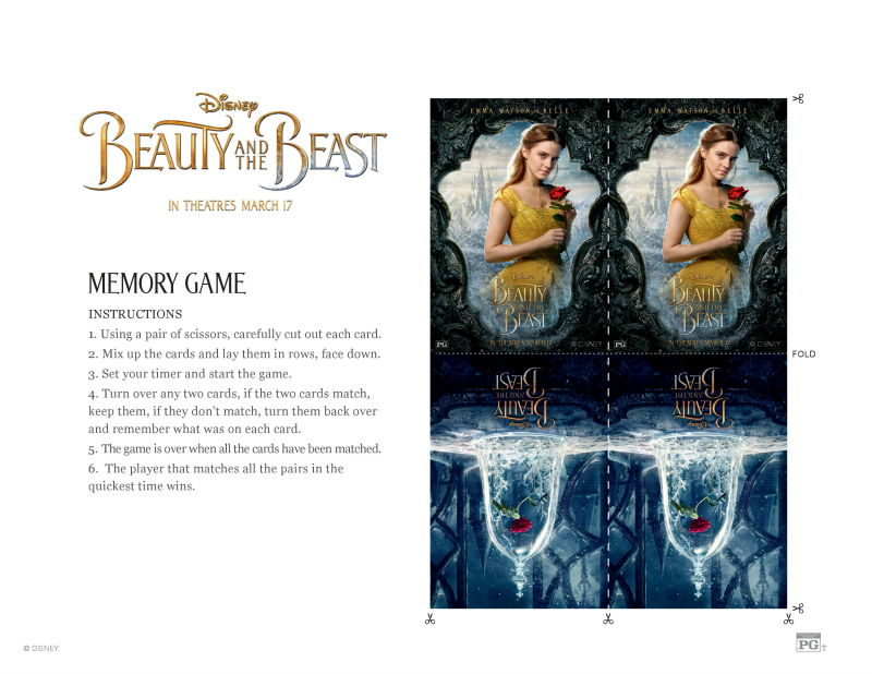 Free Disney Beauty and The Beast Memory Match Game