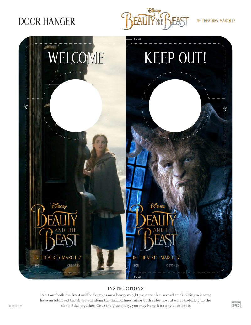 Free Disney Beauty and The Beast Door Hanger Craft