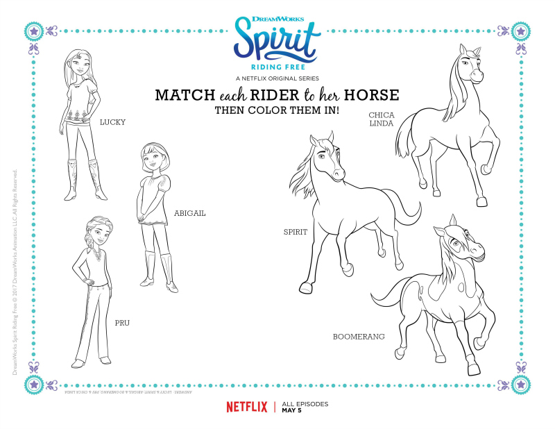 Spirit Riding Free Character Match Coloring Page