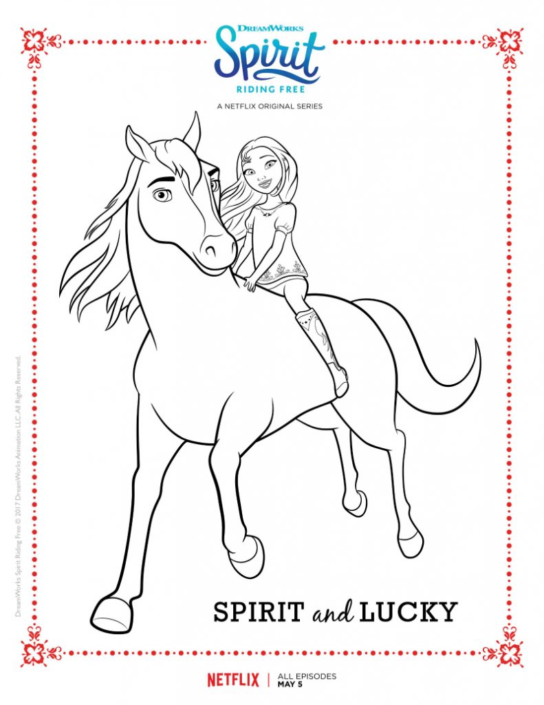 Spirit Riding Free Spirit and Lucky Coloring Page - Mama Likes This