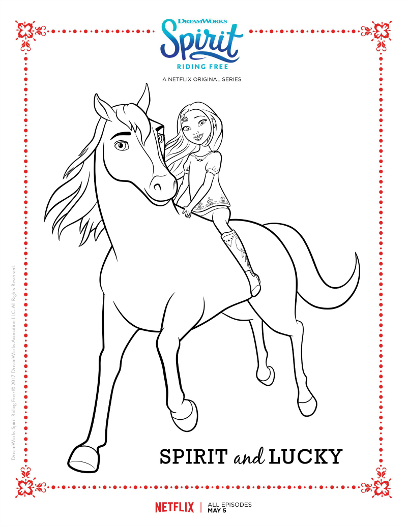 Spirit Riding Free Spirit and Lucky Coloring Page | Mama ...