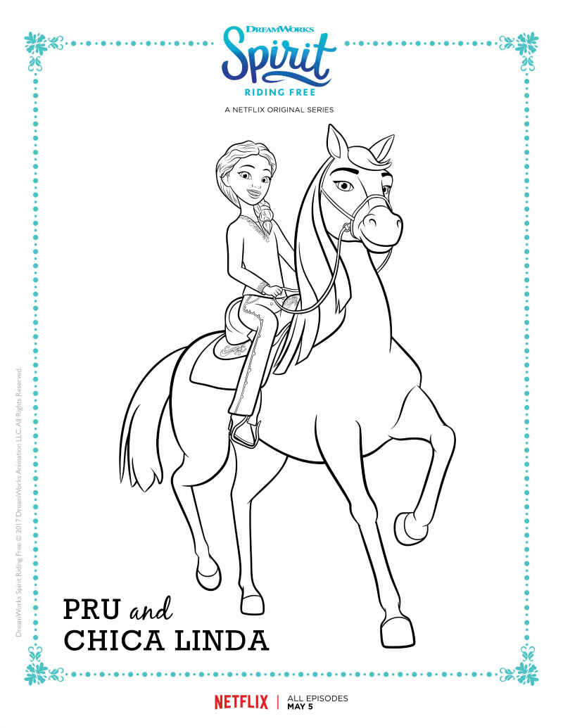 Spirit Riding Free Pru and Chica Linda Coloring Page - Free Printable