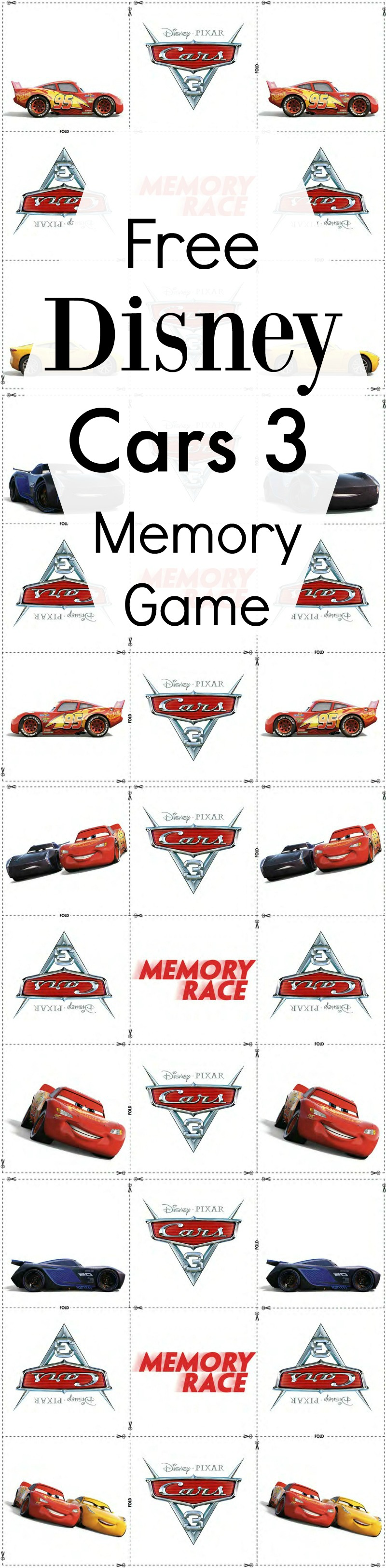 Free Disney Cars 3 Memory Match Game