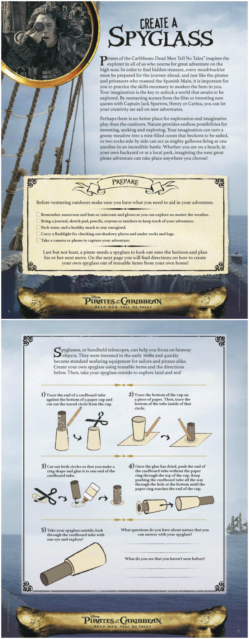 Disney Pirate Spyglass Craft with Printable Instructions - Pirates of the Caribbean Dead Men Tell No Tales