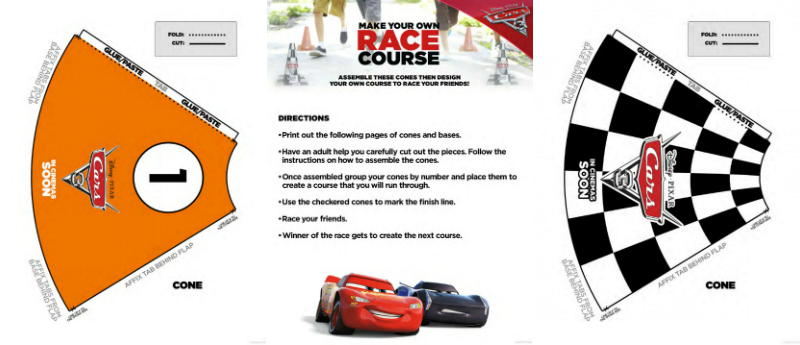 Disney Cars 3 Printable DIY Race Course Game