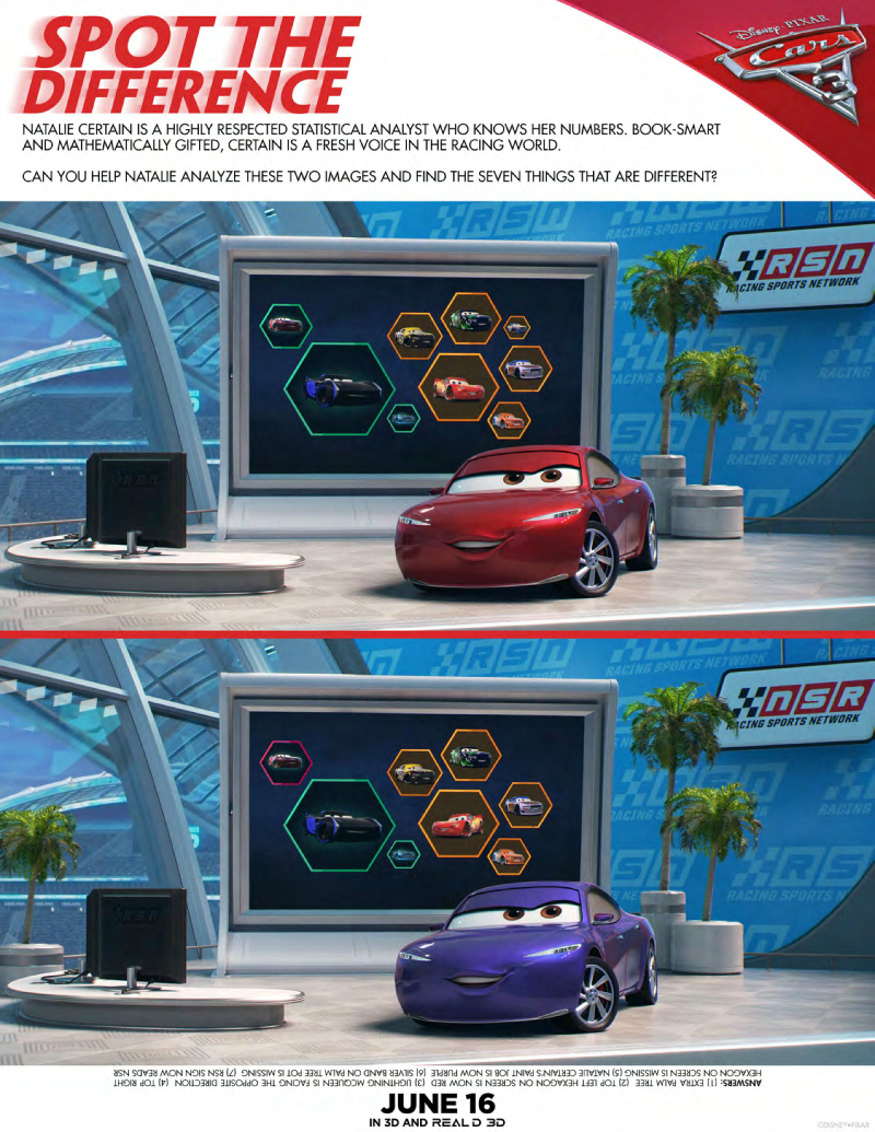 Disney Cars Spot The Differences Activity Page