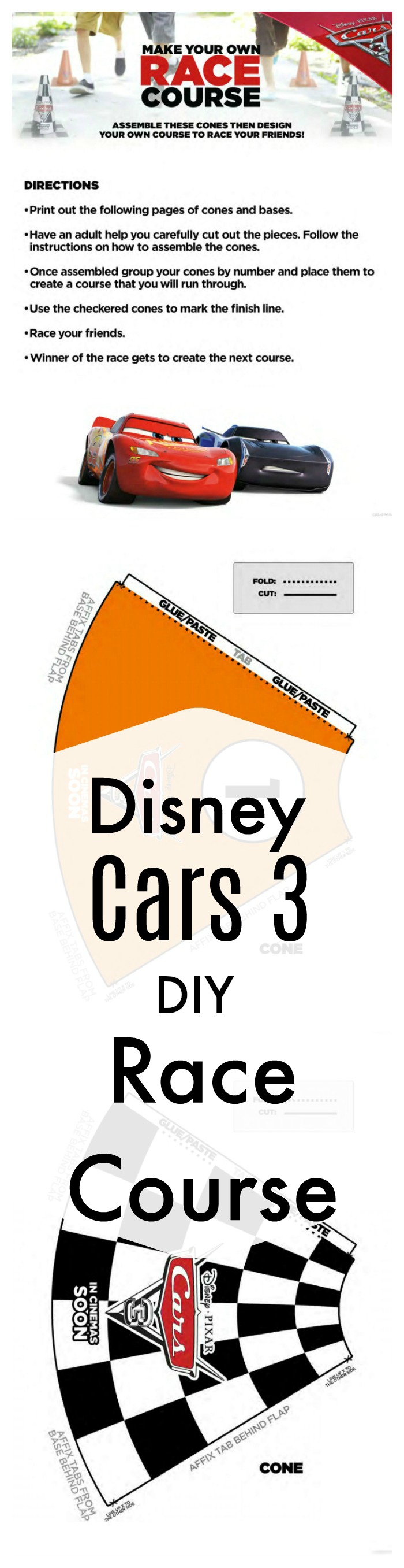 Disney Cars 3 Printable DIY Race Course Game