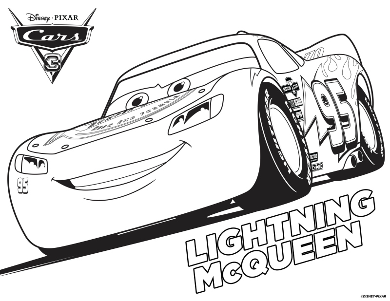 Free Printable Disney Cars 3 Lightning McQueen Coloring Page