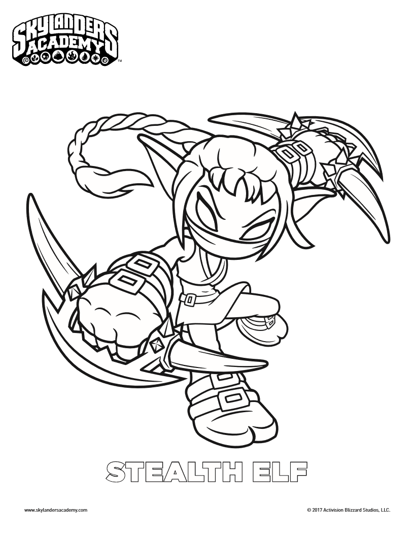 Free Skylanders Stealth Elf Coloring Page Mama Likes This