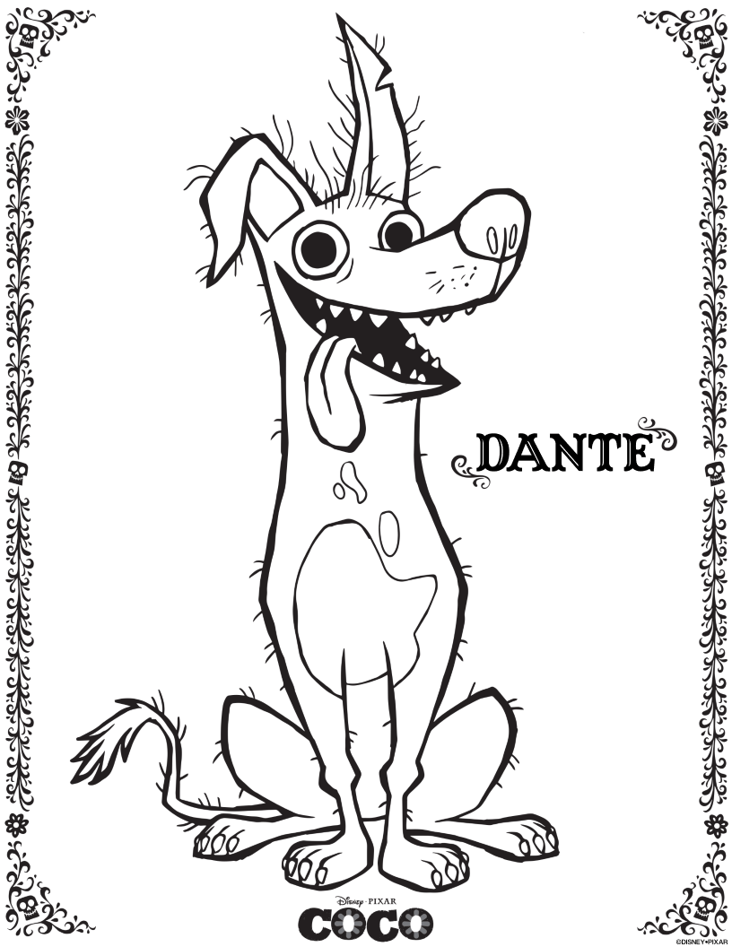 Free Dante Coloring Page from Disney Coco