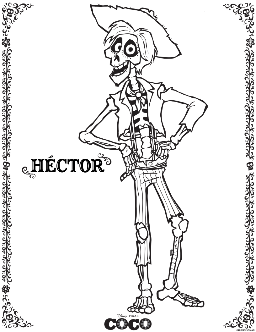 Free Printable Disney Pixar Coco Hector Coloring Page