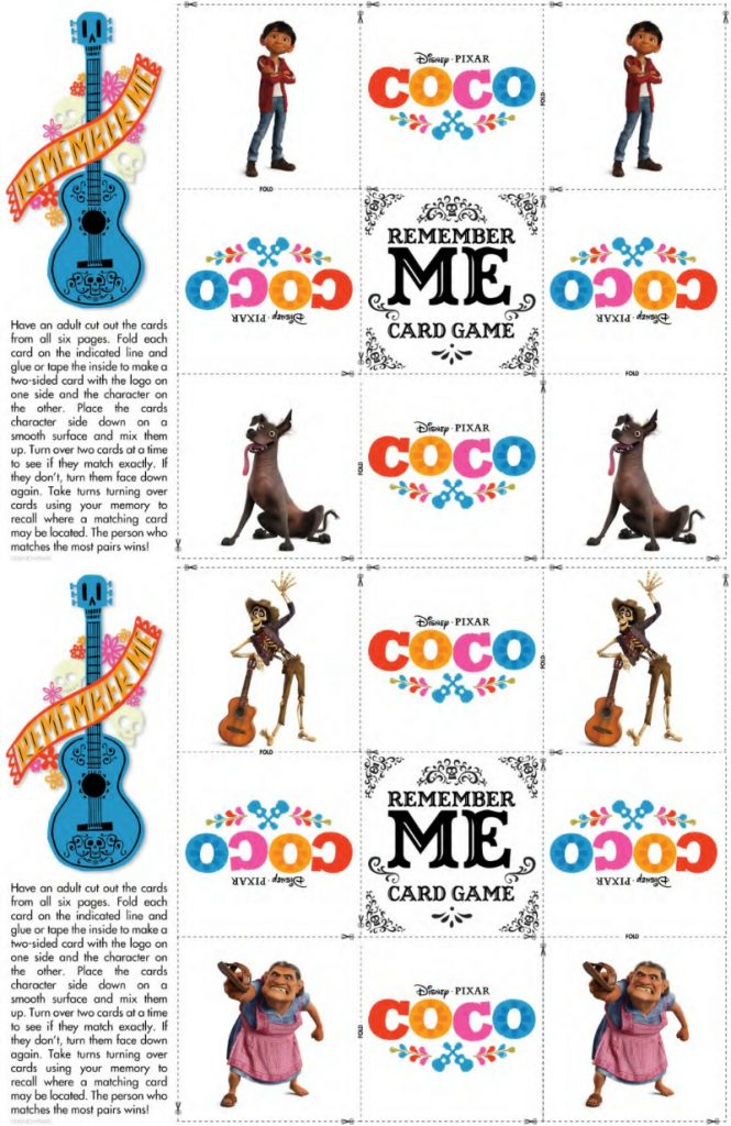 Free Disney Coco Game Printable Memory Match Cards