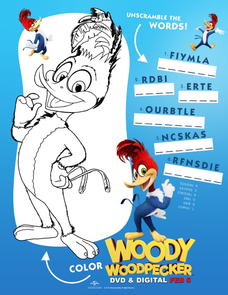 Woody Woodpecker Printable Coloring Page