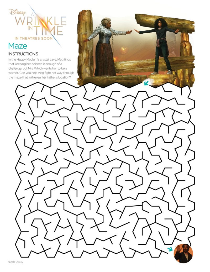 Free Disney Maze - Wrinkle in Time Printable Activity Page