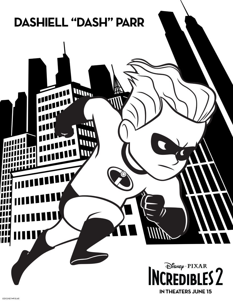 Download Dash Coloring Page - Free Disney Printable from Incredibles 2