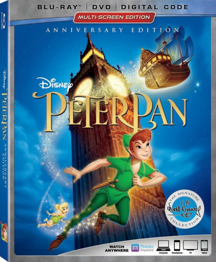 Peter Pan 65th Anniversary Edition blu-ray DVD Digital Code Multi-screen Edition