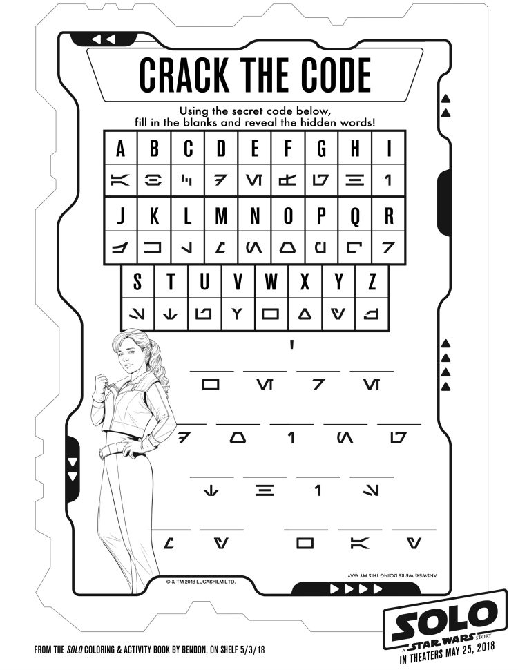 star wars activity page free crack the code printable puzzler