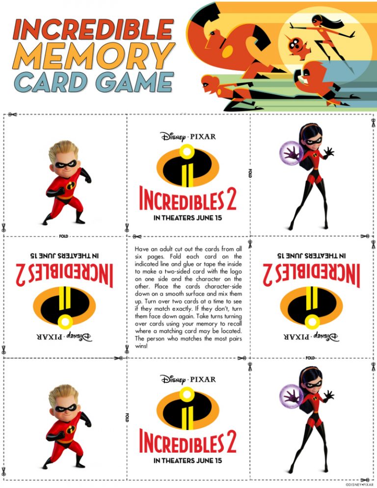 Incredibles Memory Game - Free Disney Incredibles 2 Download