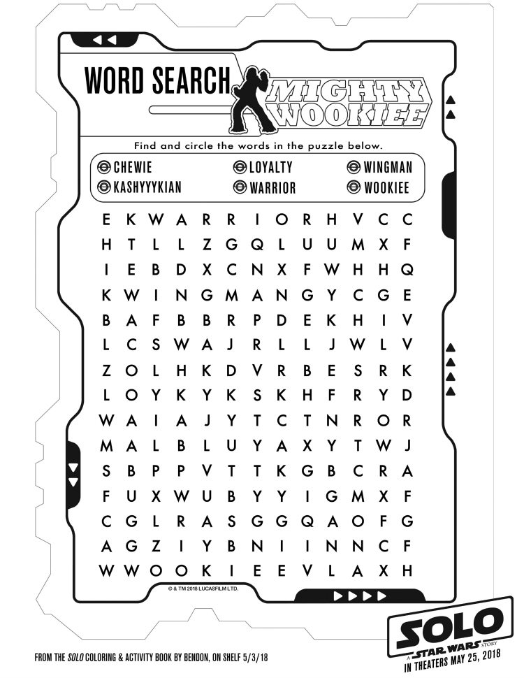 Star Wars Word Search Free Mighty Wookie Activity Page