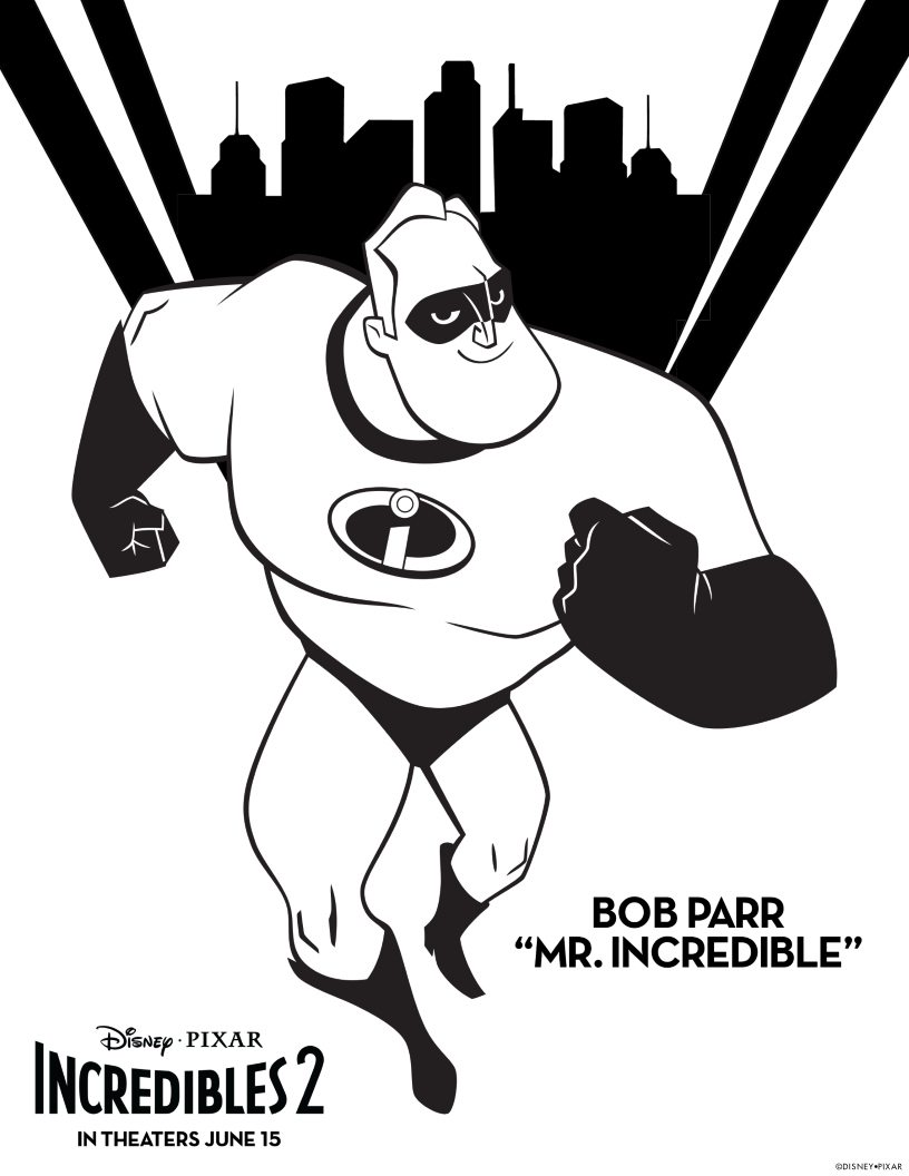 Mr Incredible Coloring Page - Free Disney Pixar Printable