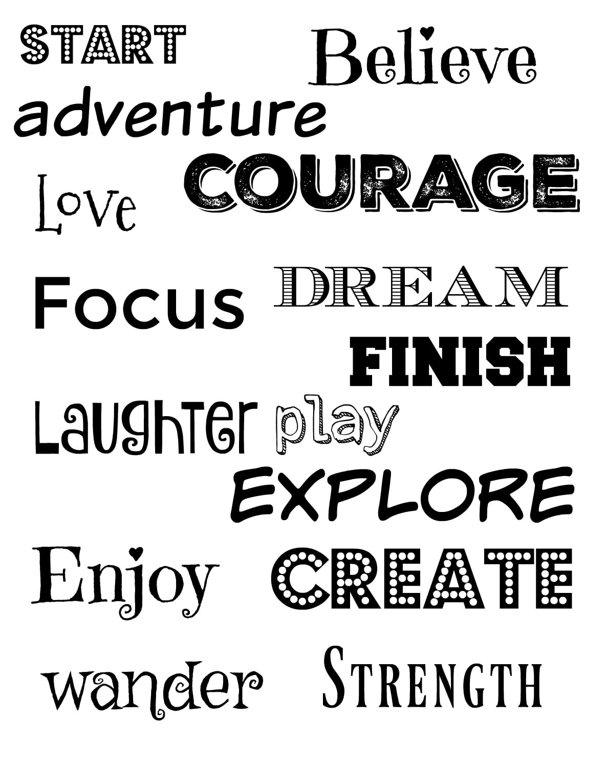 vision board inspiration and free printable words