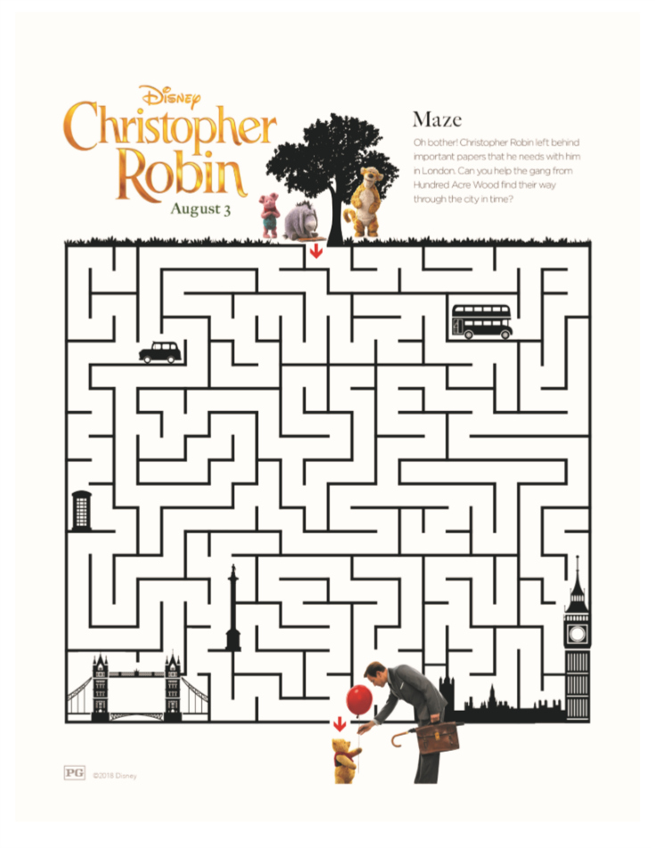 Free Printable Winnie the Pooh Maze from Disney Christopher Robin