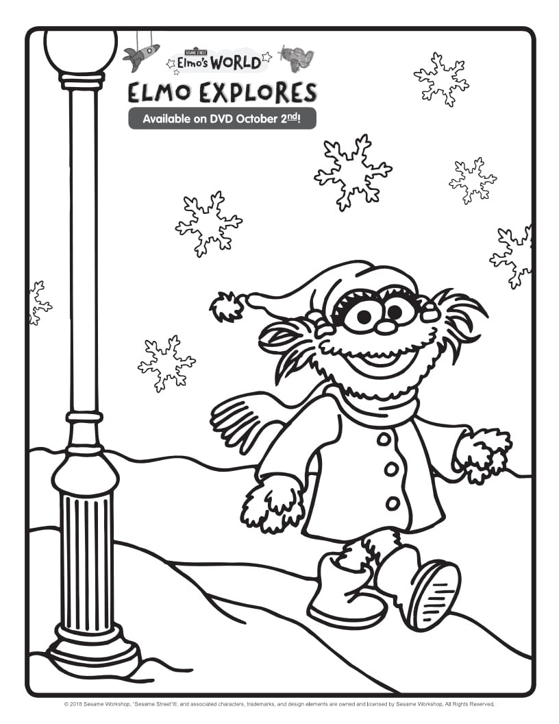 Sesame Street Free Printable Elmo Explores Coloring Page 