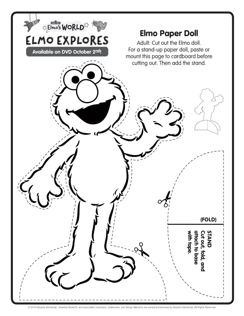 Free Printable Sesame Street Elmo Paper Doll Craft