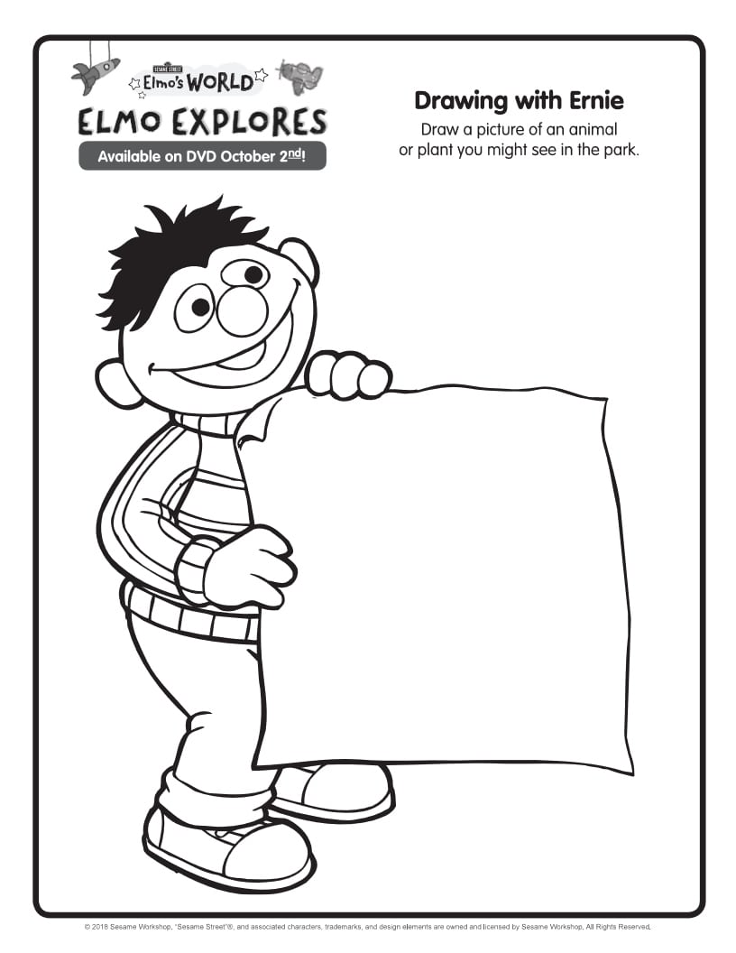 Free Printable Sesame Street Elmo's World Ernie Coloring Page