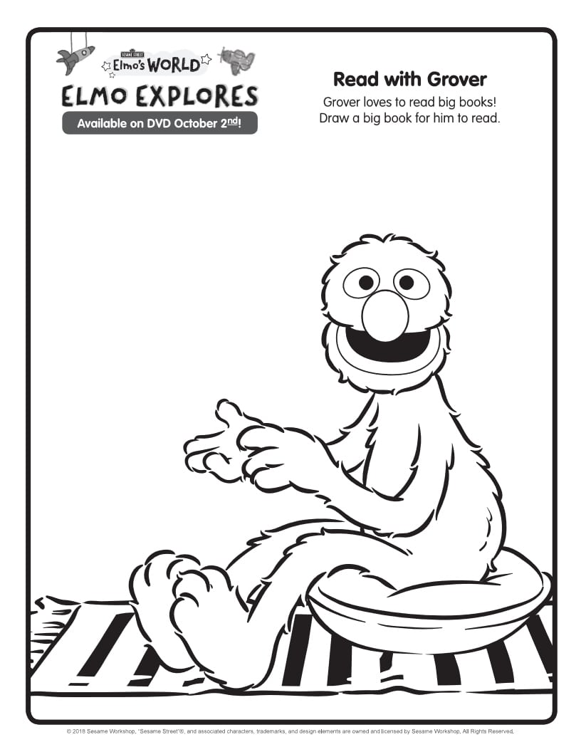 Free Printable Sesame Street Grover Coloring Page from Elmo's World TV Show