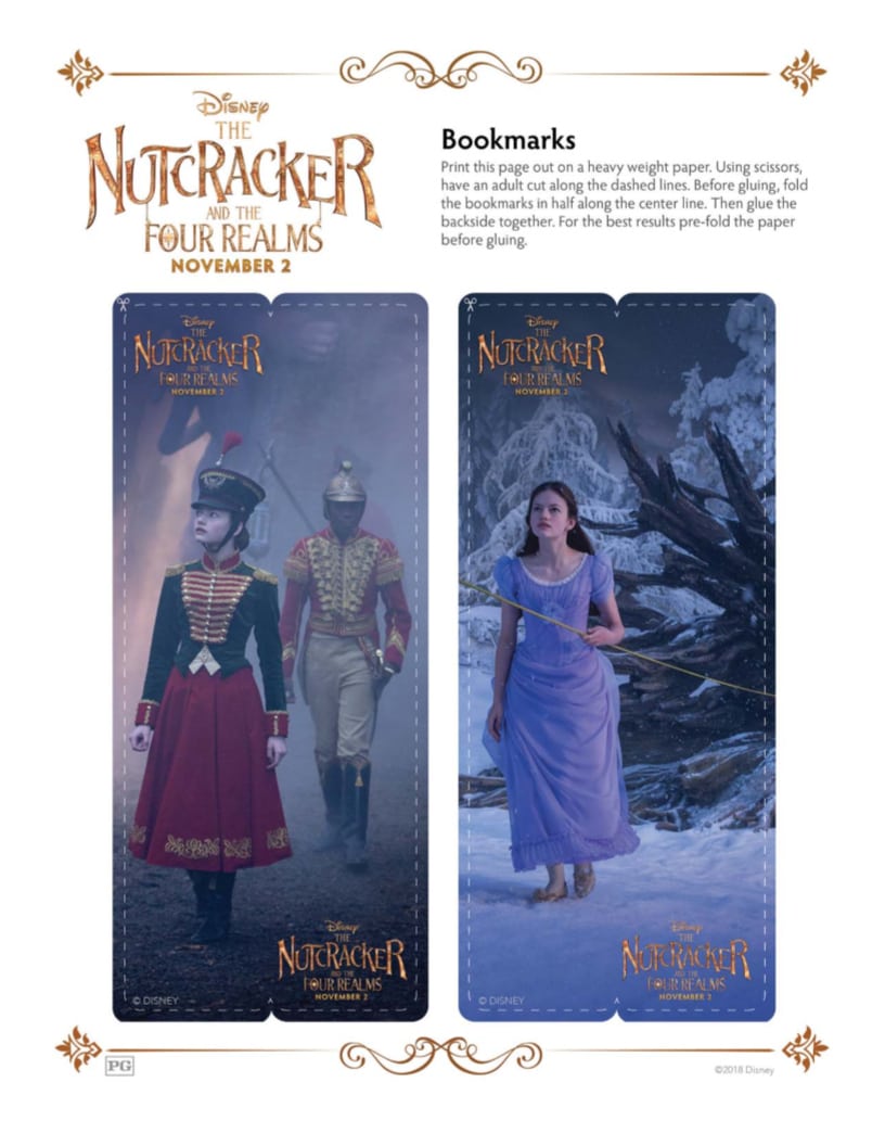 DIY Disney Nutcracker and The Four Realms Free Printable Bookmarks Craft