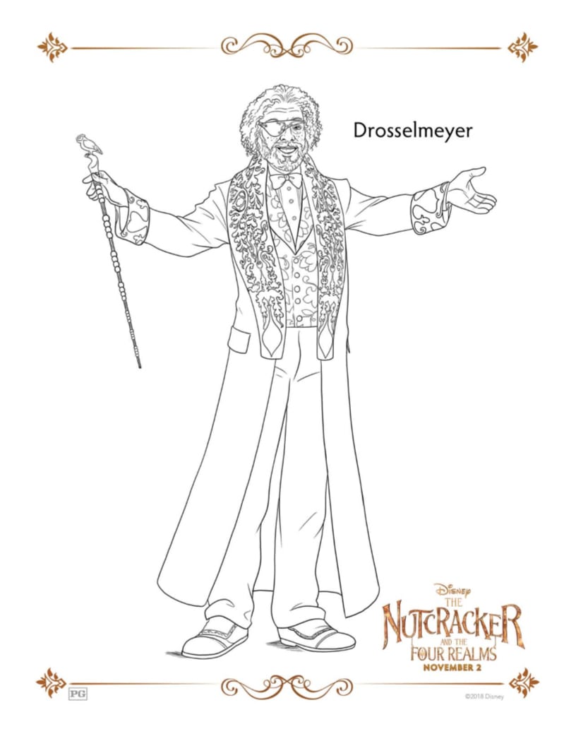 Drosselmeyer Free Printable Coloring Page from Disney's The Nutcracker and The Four Realms