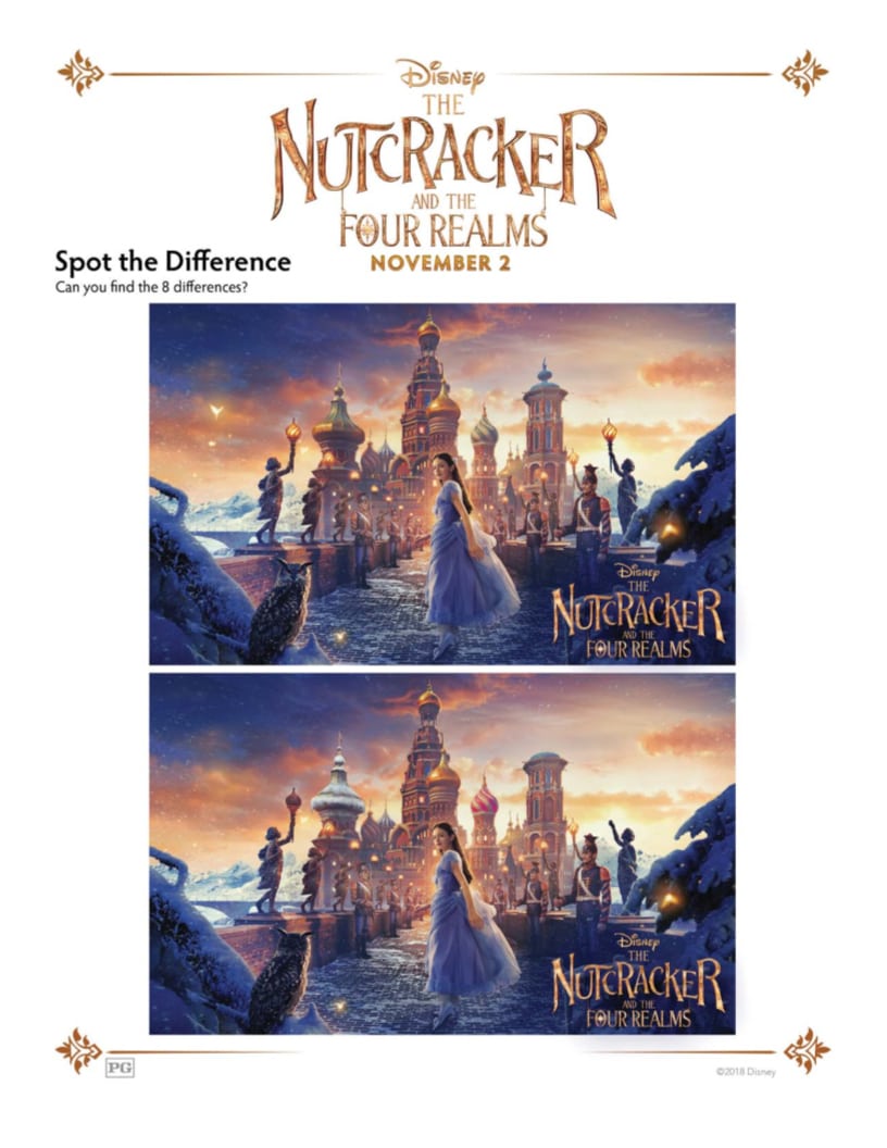 Free Printable Disney Nutcracker and The Four Realms Spot The Different Activity Page