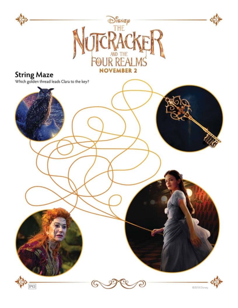 Disney Nutcracker and The Four Realms String Maze - Free Printable Activity Page