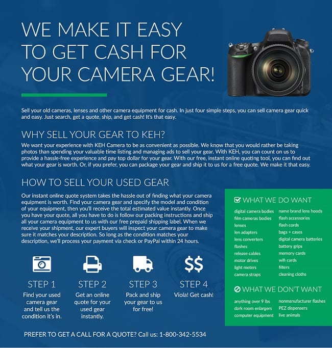 you can Get Cash for Camera Gear