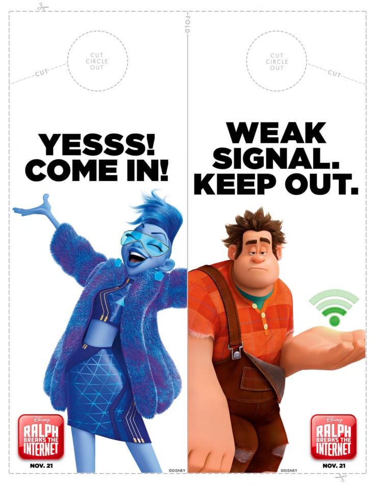 Free Printable Disney Ralph Breaks The Internet Door Hanger Craft