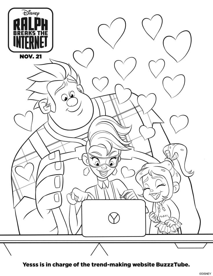 Yesss Coloring Page from Disney Ralph Breaks The Internet