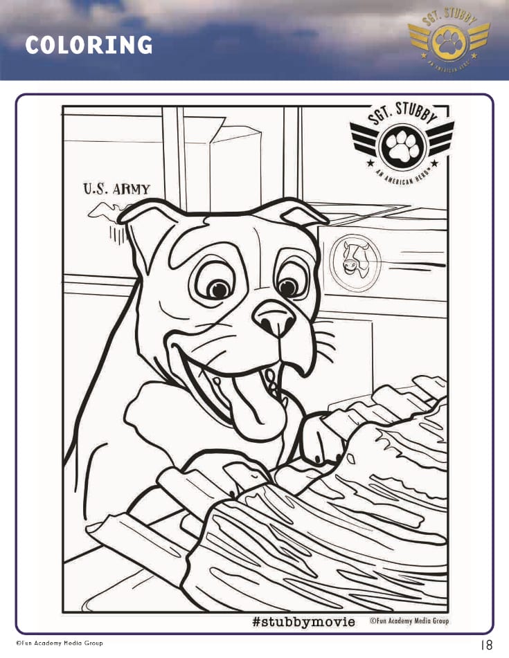 Free Sgt. Stubby Hungry Dog Coloring Page - An American Hero