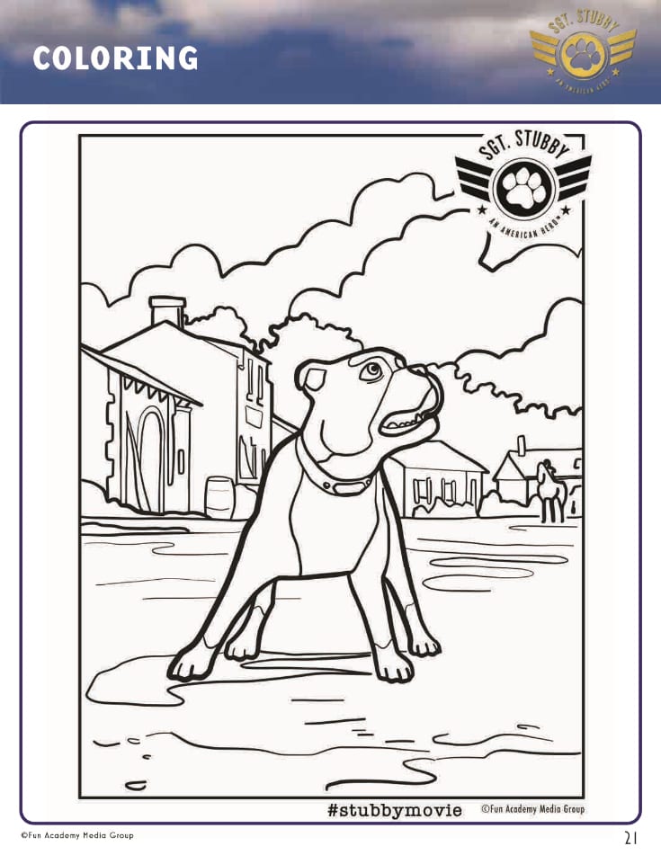 Sgt. Stubby Printable Coloring Page 