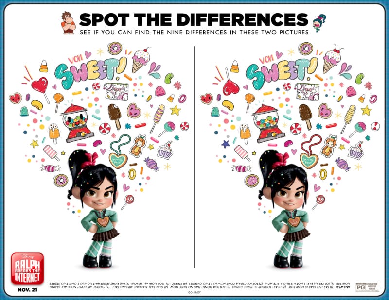 Disney Ralph Breaks The Internet Spot The Difference Activity Page - Free Printable