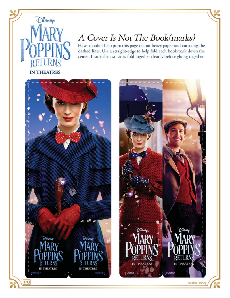 Disney Mary Poppins Bookmarks Free Printable Craft Page - Mary Poppins Returns