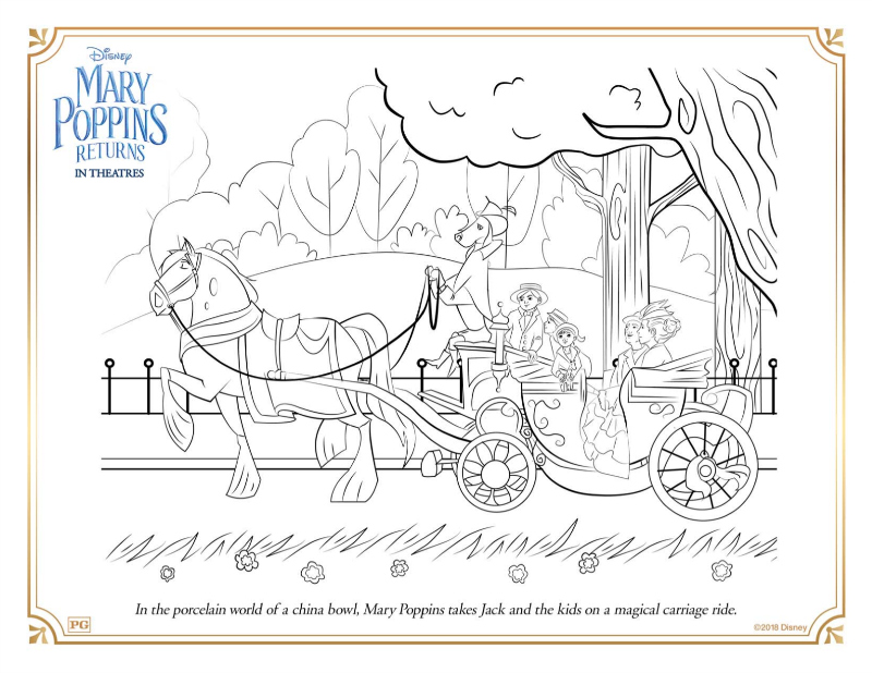 Free Mary Poppins Magical Carriage Ride Coloring Page - Disney Mary Poppins Returns