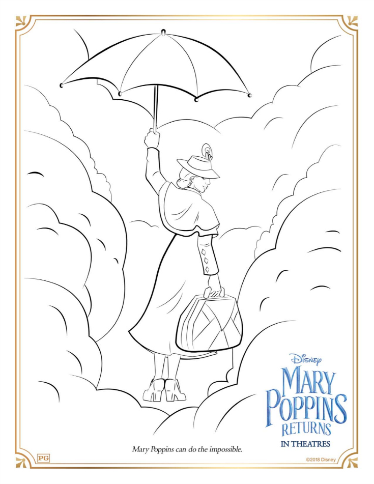 Free Printable Mary Poppins Coloring Page from Disney