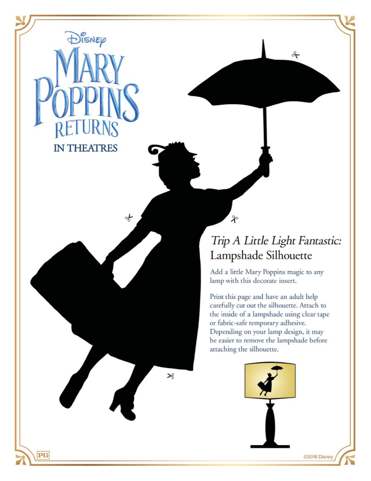 Free Printable Mary Poppins Lampshade Craft from Disney Mary Poppins Returns