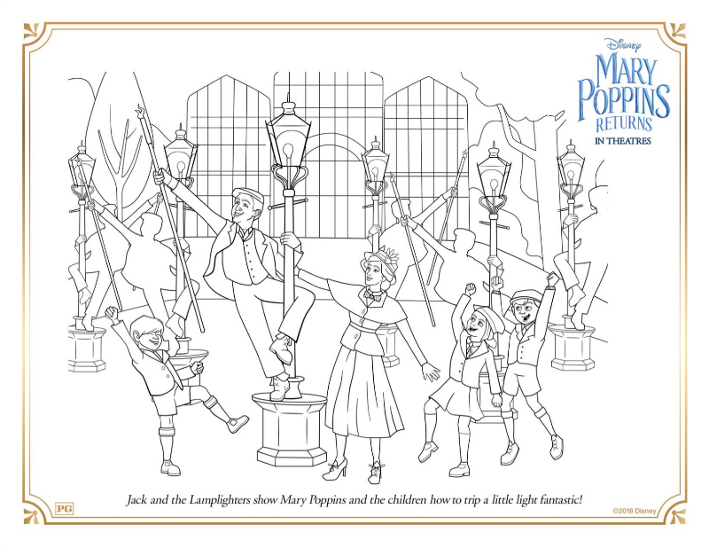 Mary Poppins Light Fantastic Coloring Page from Disney Mary Poppins Returns