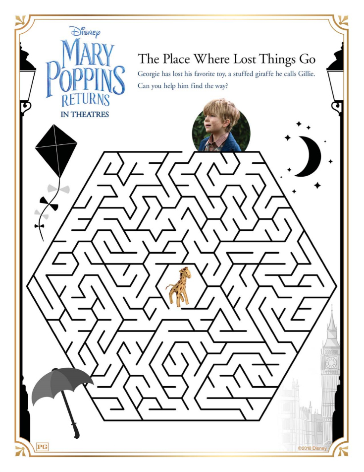 Disney Mary Poppins Maze Free Printable Activity Page