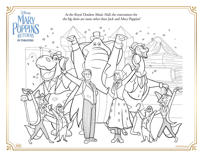 Mary Poppins Music Hall Coloring Page - Free Disney Mary Poppins Returns Printable Activity Page