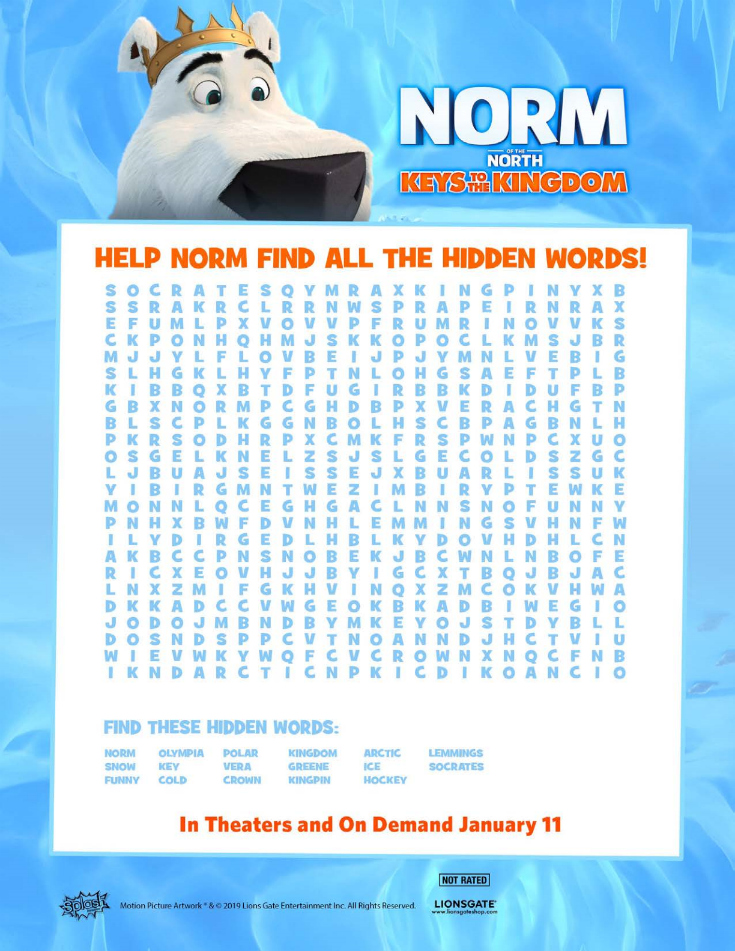 Norm of the North Word Search Activity Page - Norm of the North Keys to The Kingdom