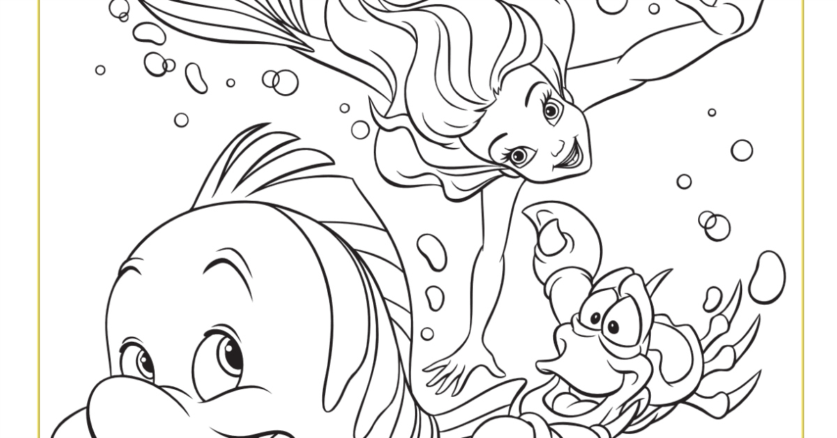 Ariel and Friends Coloring Page - Mama Likes This